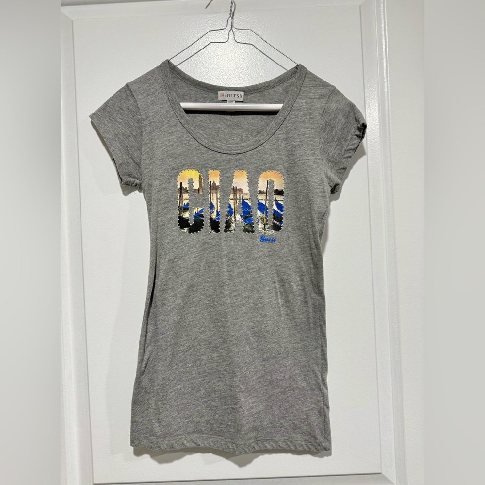 Guess - graphic tee. “Ciao”. Never worn. Like new. Size XS. Lightweight.